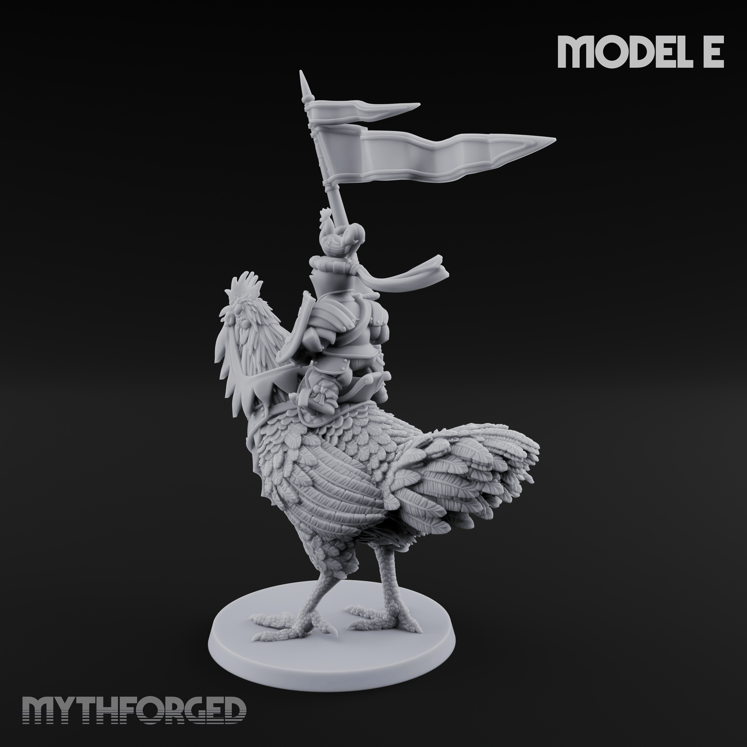 Regally Mounted Halfling Chicken Riders E Miniature for Dungeons and Dragons, Pathfinder or other TTRPGs