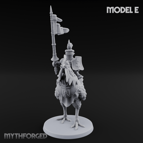 Regally Mounted Halfling Chicken Riders E Miniature for Dungeons and Dragons, Pathfinder or other TTRPGs