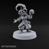 Reading Her Own Reviews Halfling Female Bard with Lute and Book — Skull and Open Hand