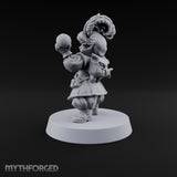 Reading Her Own Reviews Halfling Female Bard with Lute and Book — Skull and Open Hand