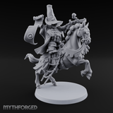 Pistol Waving Mounted Halfling Inquisitor Miniature for Dungeons and Dragons, Pathfinder or other TTRPGs