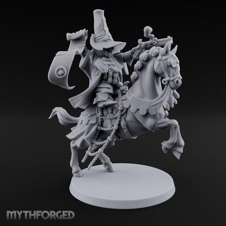 Pistol Waving Mounted Halfling Inquisitor Miniature for Dungeons and Dragons, Pathfinder or other TTRPGs