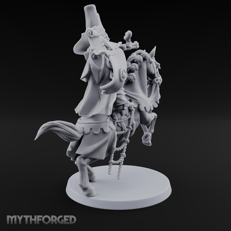 Pistol Waving Mounted Halfling Inquisitor Miniature for Dungeons and Dragons, Pathfinder or other TTRPGs