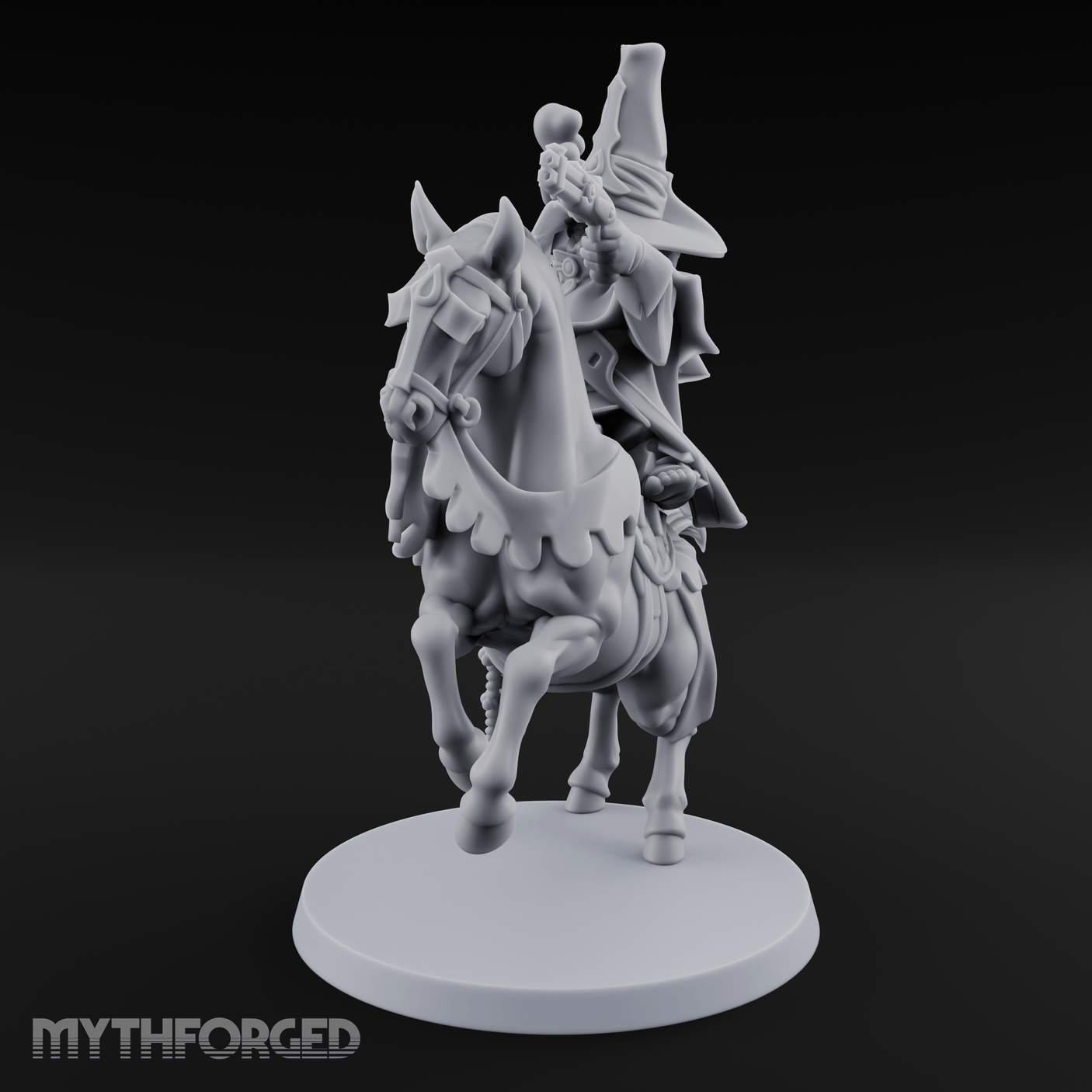 Pistol Waving Mounted Halfling Inquisitor Miniature for Dungeons and Dragons, Pathfinder or other TTRPGs