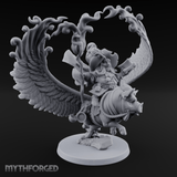 Rainbow Pig Riding Halfling Mage Miniature for Dungeons and Dragons, Pathfinder or other TTRPGs