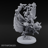 Rainbow Pig Riding Halfling Mage Miniature for Dungeons and Dragons, Pathfinder or other TTRPGs