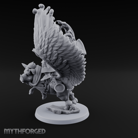 Rainbow Pig Riding Halfling Mage Miniature for Dungeons and Dragons, Pathfinder or other TTRPGs