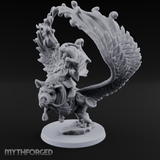 Rainbow Pig Riding Halfling Mage Miniature for Dungeons and Dragons, Pathfinder or other TTRPGs