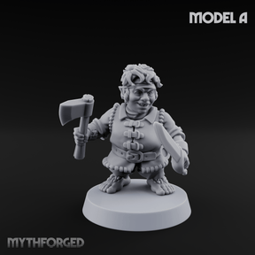Makeshift Weapons Held High Halfling Militia A Miniature for Dungeons and Dragons, Pathfinder or other TTRPGs