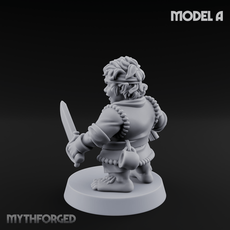 Makeshift Weapons Held High Halfling Militia A Miniature for Dungeons and Dragons, Pathfinder or other TTRPGs