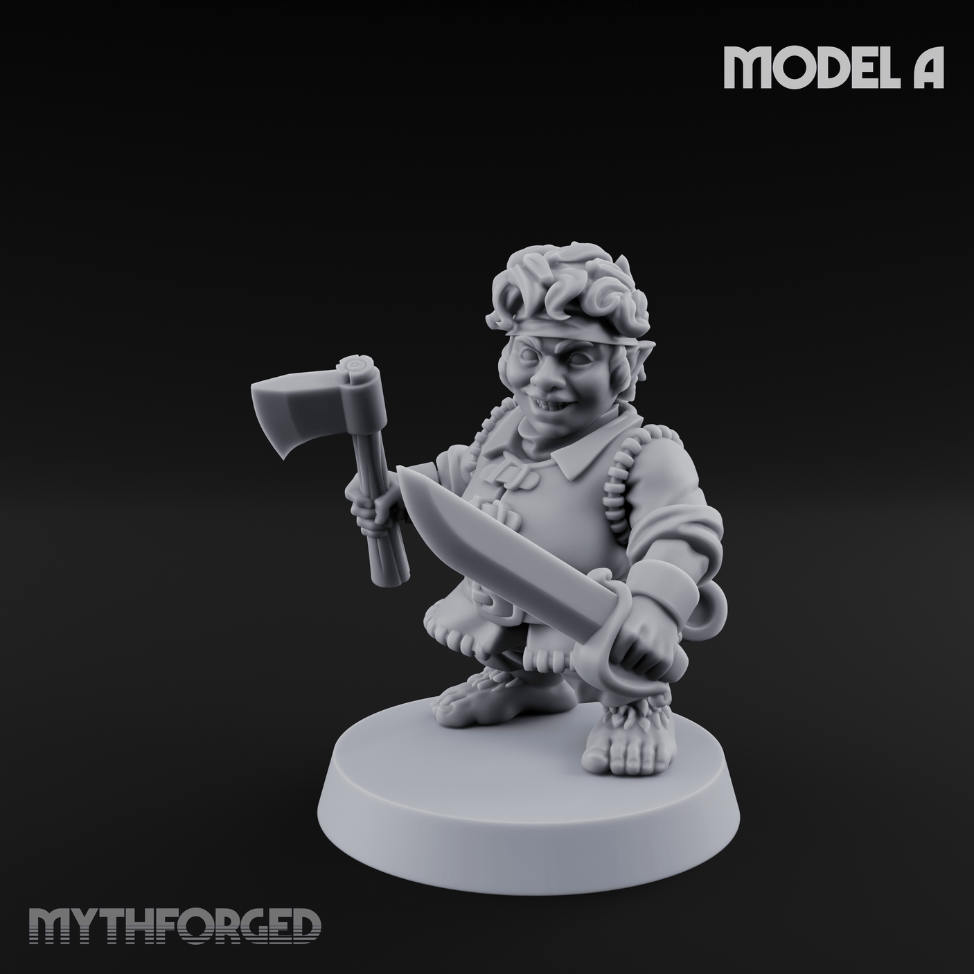 Makeshift Weapons Held High Halfling Militia A Miniature for Dungeons and Dragons, Pathfinder or other TTRPGs