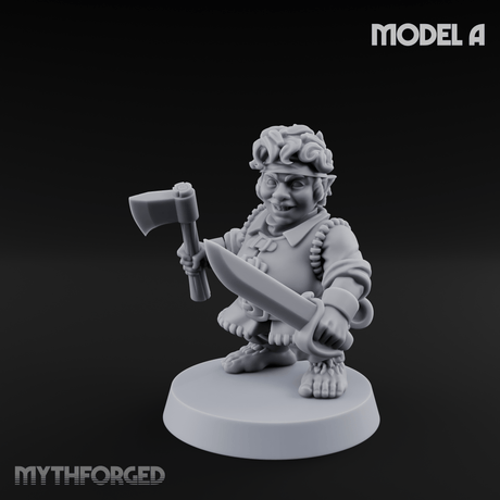 Makeshift Weapons Held High Halfling Militia A Miniature for Dungeons and Dragons, Pathfinder or other TTRPGs
