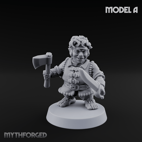 Makeshift Weapons Held High Halfling Militia A Miniature for Dungeons and Dragons, Pathfinder or other TTRPGs