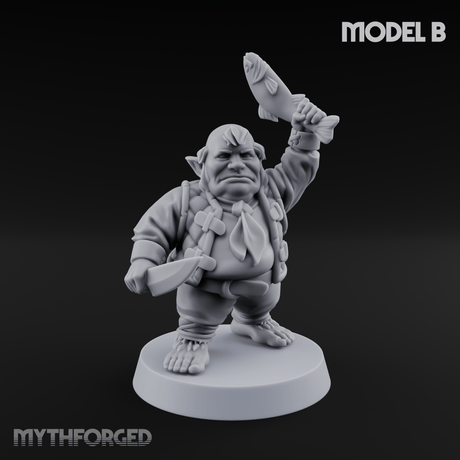Makeshift Weapons Held High Halfling Militia Miniature for Dungeons and Dragons, Pathfinder or other TTRPGs
