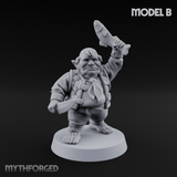 Makeshift Weapons Held High Halfling Militia B Miniature for Dungeons and Dragons, Pathfinder or other TTRPGs