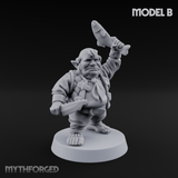 Makeshift Weapons Held High Halfling Militia Miniature for Dungeons and Dragons, Pathfinder or other TTRPGs