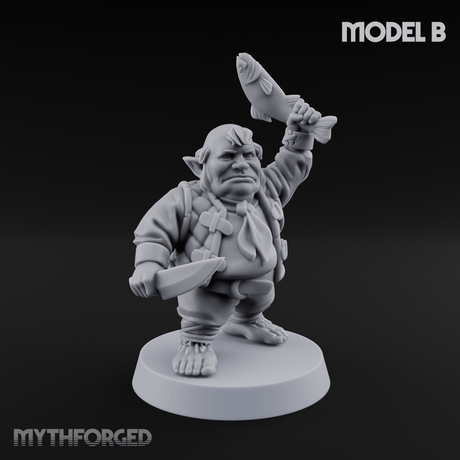 Makeshift Weapons Held High Halfling Militia Miniature for Dungeons and Dragons, Pathfinder or other TTRPGs