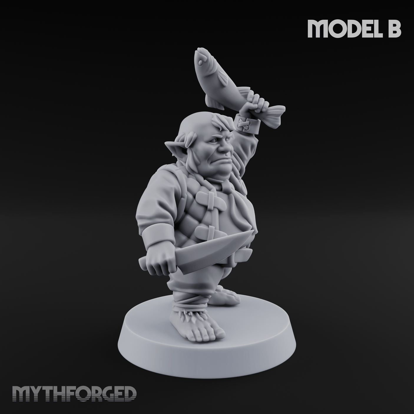 Makeshift Weapons Held High Halfling Militia Miniature for Dungeons and Dragons, Pathfinder or other TTRPGs