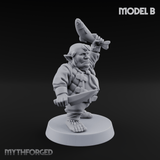 Makeshift Weapons Held High Halfling Militia B Miniature for Dungeons and Dragons, Pathfinder or other TTRPGs