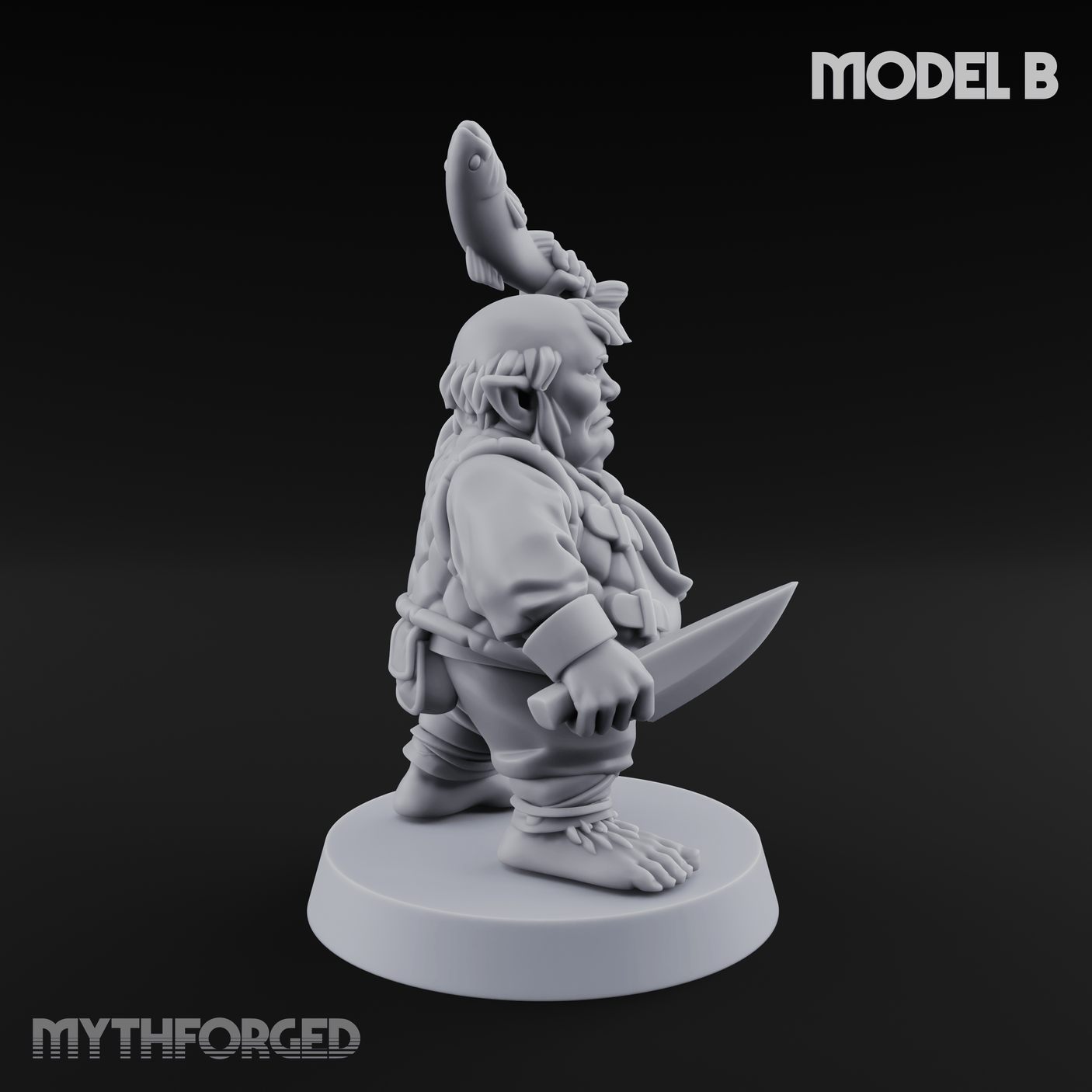 Makeshift Weapons Held High Halfling Militia B Miniature for Dungeons and Dragons, Pathfinder or other TTRPGs