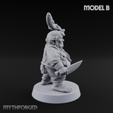 Makeshift Weapons Held High Halfling Militia B Miniature for Dungeons and Dragons, Pathfinder or other TTRPGs