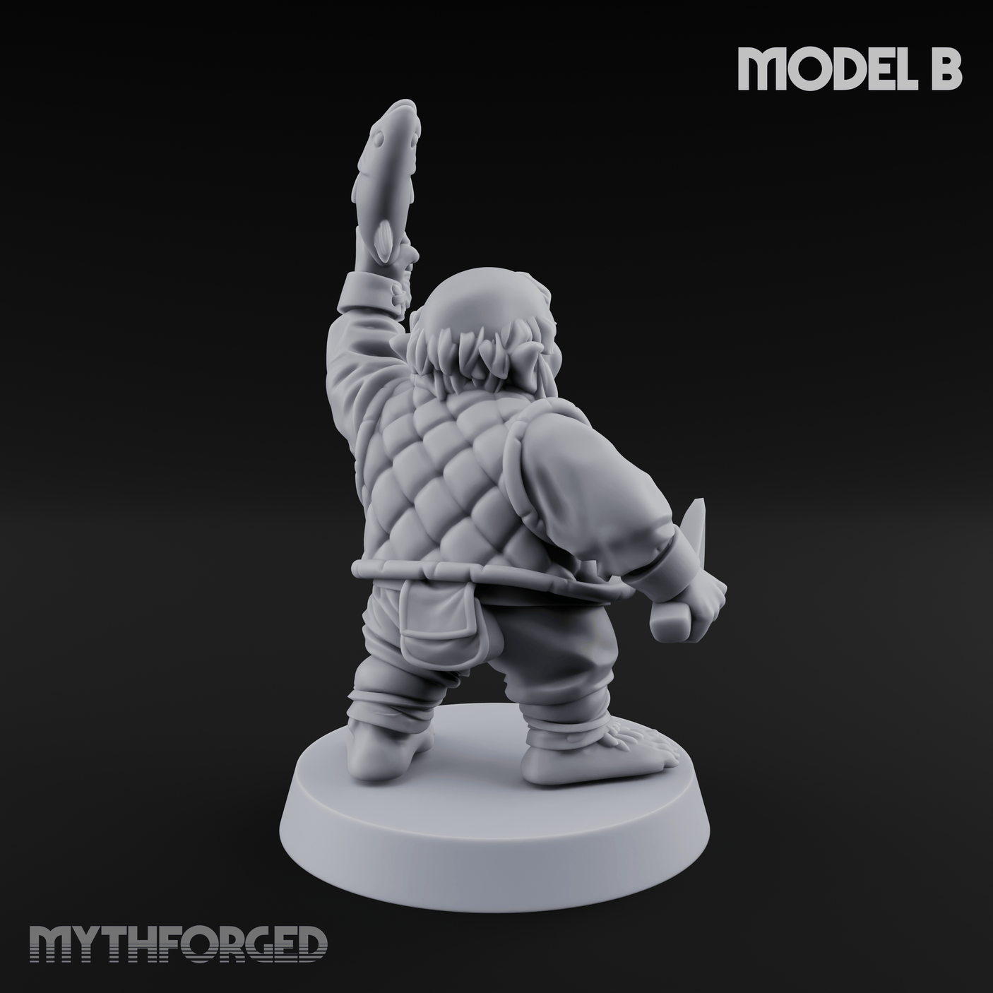 Makeshift Weapons Held High Halfling Militia B Miniature for Dungeons and Dragons, Pathfinder or other TTRPGs