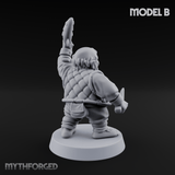 Makeshift Weapons Held High Halfling Militia B Miniature for Dungeons and Dragons, Pathfinder or other TTRPGs