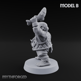 Makeshift Weapons Held High Halfling Militia B Miniature for Dungeons and Dragons, Pathfinder or other TTRPGs