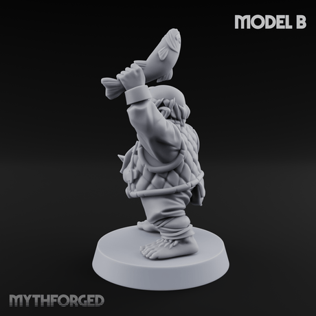 Makeshift Weapons Held High Halfling Militia B Miniature for Dungeons and Dragons, Pathfinder or other TTRPGs