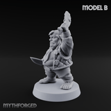 Makeshift Weapons Held High Halfling Militia B Miniature for Dungeons and Dragons, Pathfinder or other TTRPGs