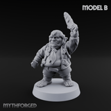 Makeshift Weapons Held High Halfling Militia B Miniature for Dungeons and Dragons, Pathfinder or other TTRPGs