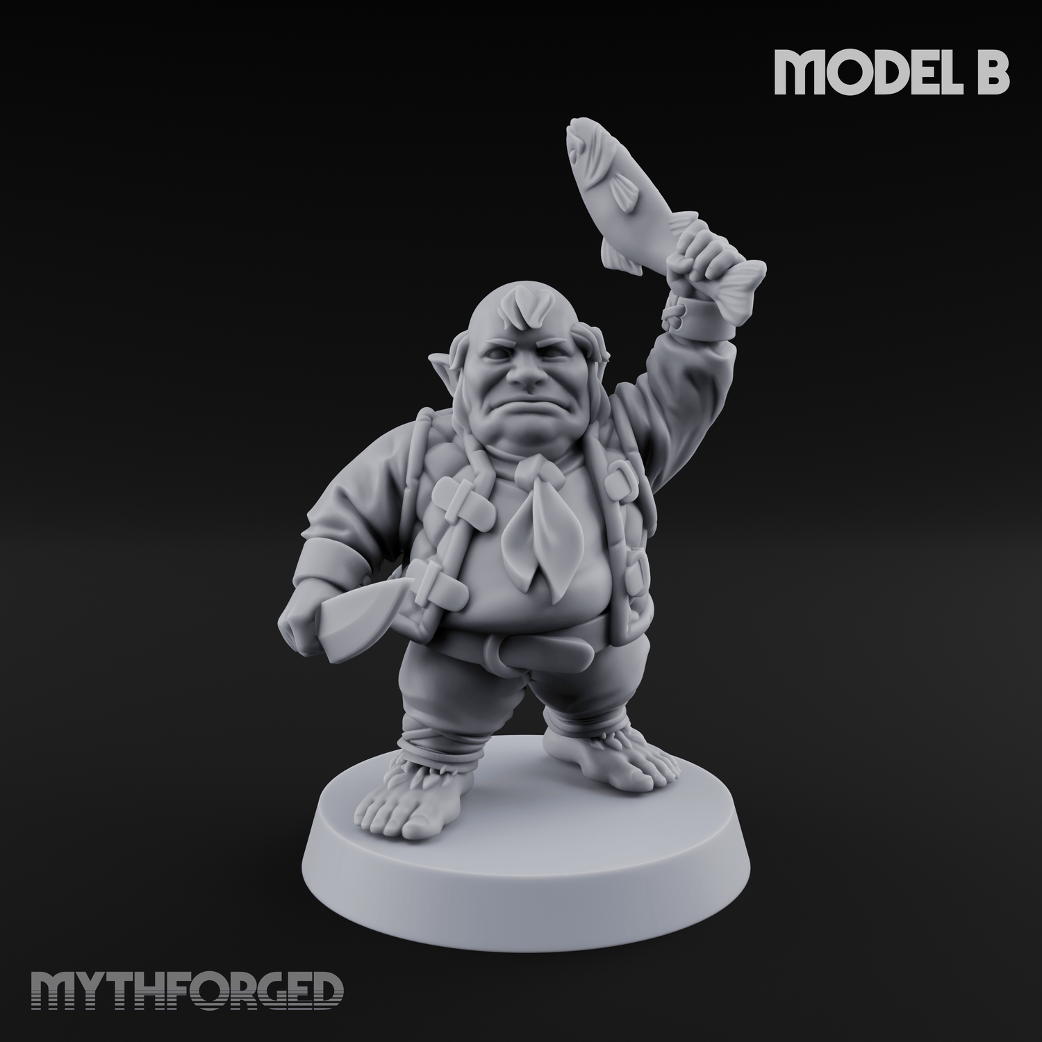 Makeshift Weapons Held High Halfling Militia B Miniature for Dungeons and Dragons, Pathfinder or other TTRPGs