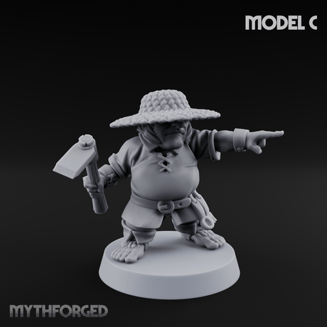 Makeshift Weapons Held High Halfling Militia Miniature for Dungeons and Dragons, Pathfinder or other TTRPGs