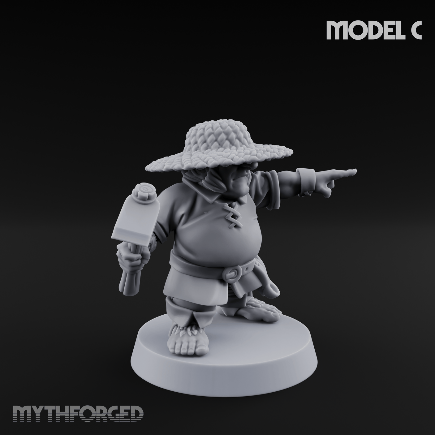 Makeshift Weapons Held High Halfling Militia Miniature for Dungeons and Dragons, Pathfinder or other TTRPGs