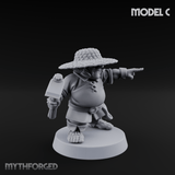 Makeshift Weapons Held High Halfling Militia C Miniature for Dungeons and Dragons, Pathfinder or other TTRPGs