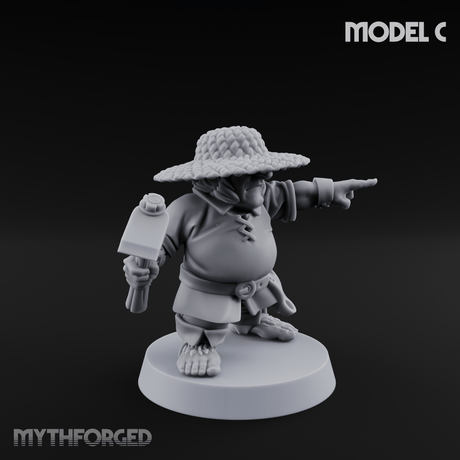 Makeshift Weapons Held High Halfling Militia C Miniature for Dungeons and Dragons, Pathfinder or other TTRPGs