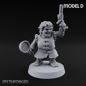 Makeshift Weapons Held High Halfling Militia D Miniature for Dungeons and Dragons, Pathfinder or other TTRPGs