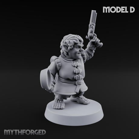 Makeshift Weapons Held High Halfling Militia D Miniature for Dungeons and Dragons, Pathfinder or other TTRPGs