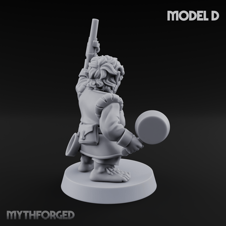 Makeshift Weapons Held High Halfling Militia D Miniature for Dungeons and Dragons, Pathfinder or other TTRPGs