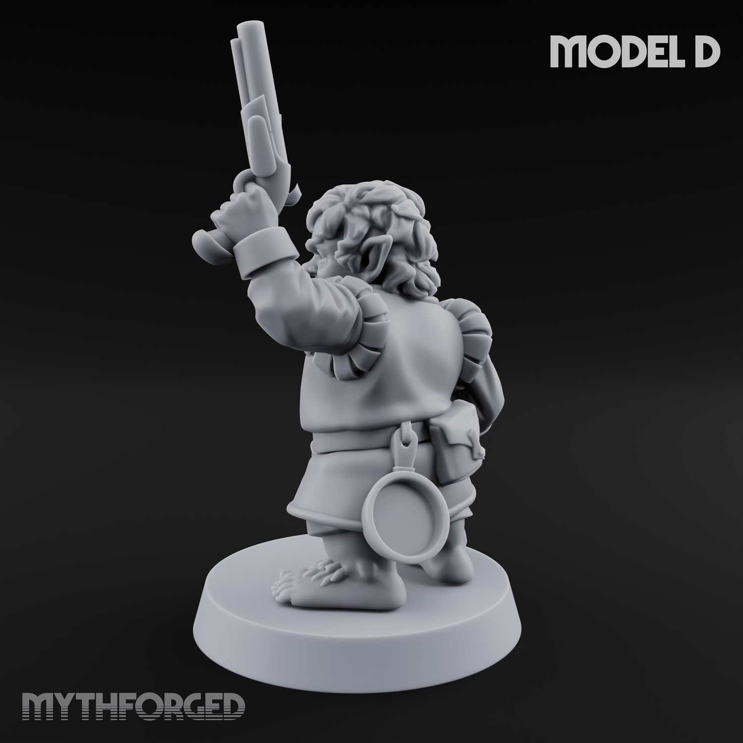 Makeshift Weapons Held High Halfling Militia D Miniature for Dungeons and Dragons, Pathfinder or other TTRPGs