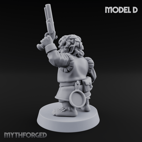 Makeshift Weapons Held High Halfling Militia D Miniature for Dungeons and Dragons, Pathfinder or other TTRPGs