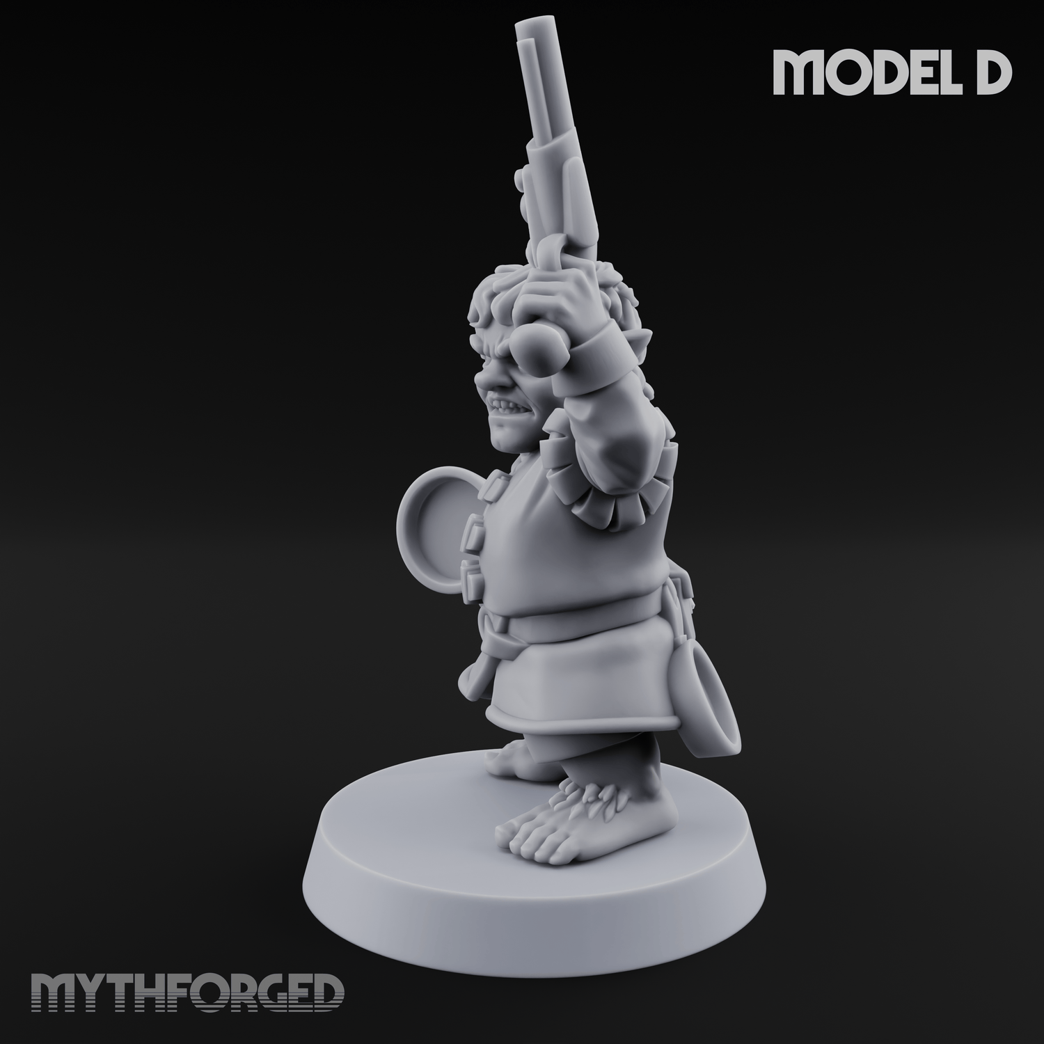 Makeshift Weapons Held High Halfling Militia D Miniature for Dungeons and Dragons, Pathfinder or other TTRPGs