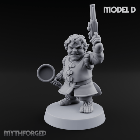 Makeshift Weapons Held High Halfling Militia D Miniature for Dungeons and Dragons, Pathfinder or other TTRPGs