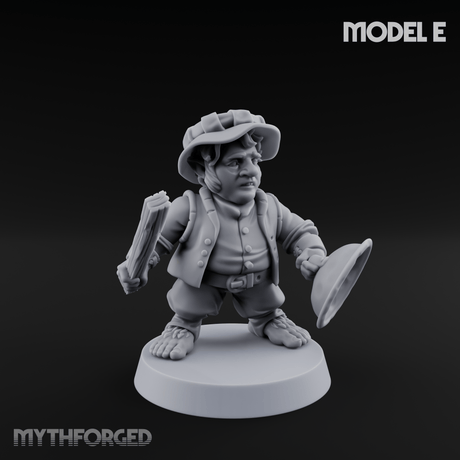 Makeshift Weapons Held High Halfling Militia E Miniature for Dungeons and Dragons, Pathfinder or other TTRPGs