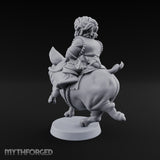 Pig Galloping Granny Halfling Rider Miniature for Dungeons and Dragons, Pathfinder or other TTRPGs