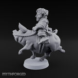 Pig Galloping Granny Halfling Rider Miniature for Dungeons and Dragons, Pathfinder or other TTRPGs