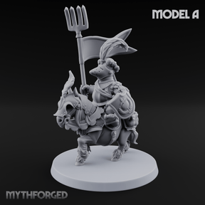 Forking Forward Halfling Pony Riders A Miniature for Dungeons and Dragons, Pathfinder or other TTRPGs