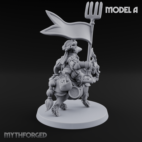Forking Forward Halfling Pony Riders A Miniature for Dungeons and Dragons, Pathfinder or other TTRPGs