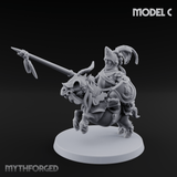Forking Forward Halfling Pony Riders C Miniature for Dungeons and Dragons, Pathfinder or other TTRPGs
