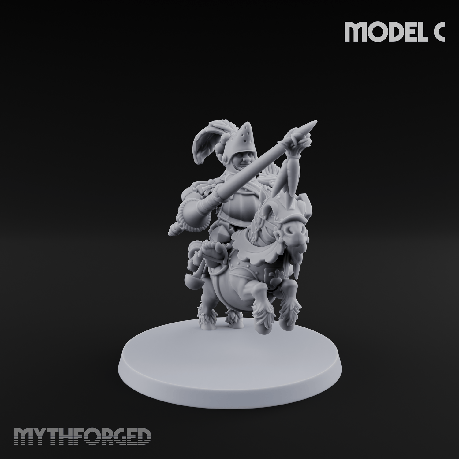 Forking Forward Halfling Pony Riders C Miniature for Dungeons and Dragons, Pathfinder or other TTRPGs